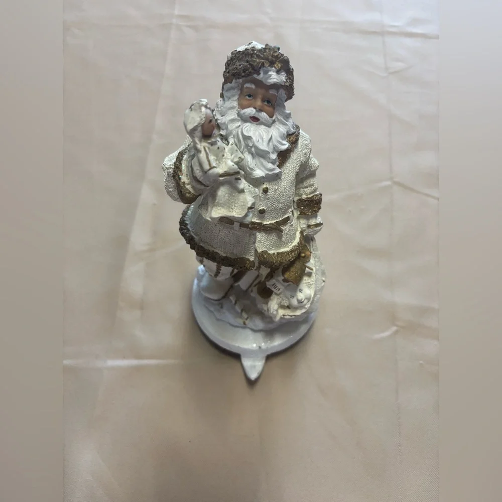 Gold and White/Ivory Santa‎ Figurine Christmas Decor